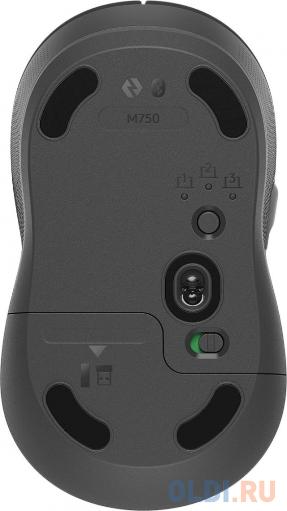 Мышь Logitech M750 графитовый оптическая 4000dpi беспров. BT/Radio USB 5but (910-006269)