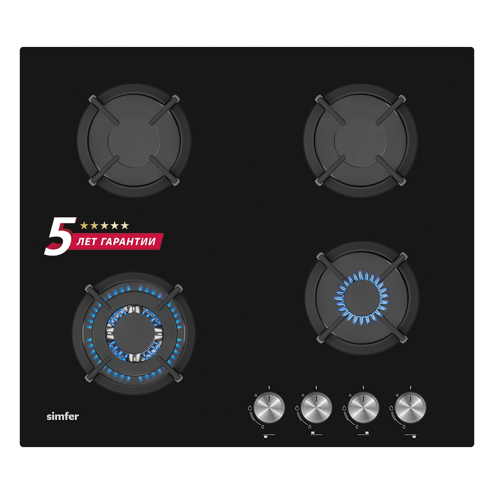 Газовая варочная панель Simfer H60N41B571 (газ-контроль, WOK-конфорка) в Москвe
