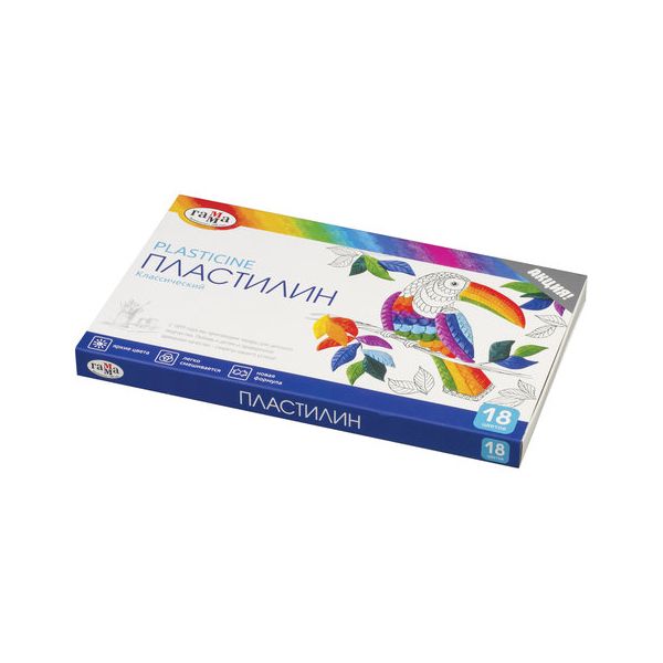 Пластилин классический ГАММА Классический, 18 цветов, 360 г, со стеком, картонная упаковка, 281035