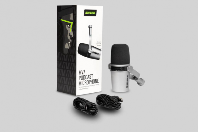Микрофон SHURE MV7-S, динамический, серебристый (MV7-S)
