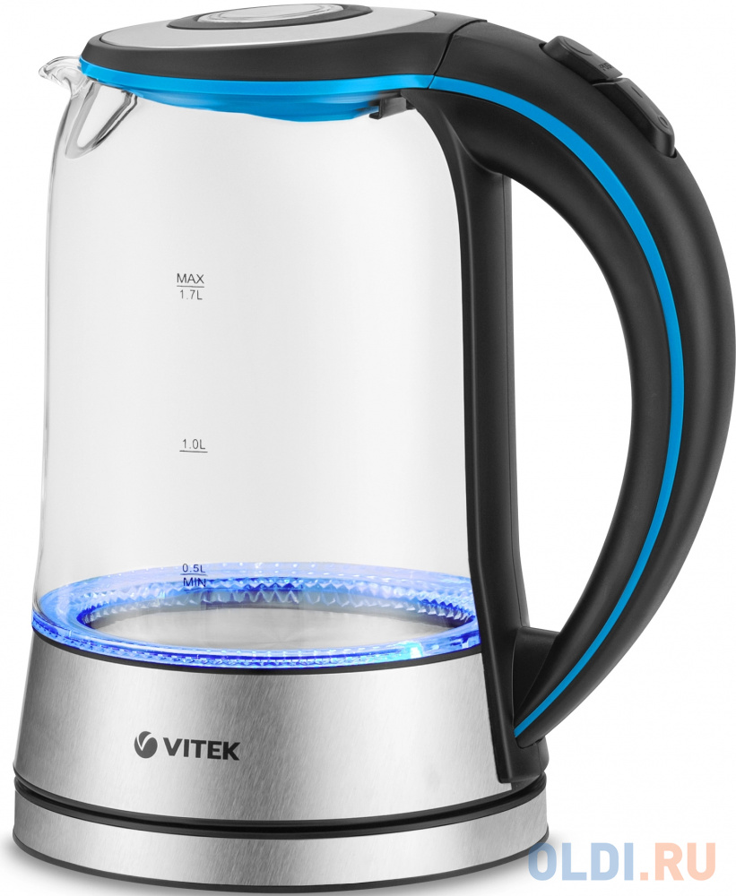 Чайник электрический Vitek VT-7028, 2200Вт, прозрачный