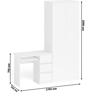 Комплект СВК Мори Стол компьютерный МС-6 правый + Шкаф МШ800.1, цвет белый в Москвe