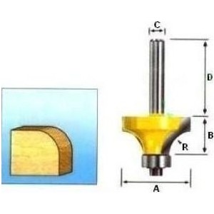 Фреза кромочная Makita 8 мм 35х32/25,4 мм R-6 мм (D-11221)