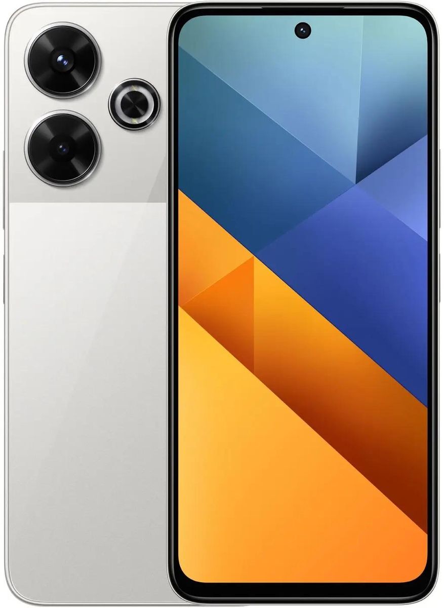 Смартфон POCO M6, 6.79" 1080x2460 IPS, MediaTek Helio G91 Ultra, 6Gb RAM, 128Gb, 3G/4G, NFC, Wi-Fi, BT, 2xCam, 2-Sim, 5.03 А·ч, USB Type-C, Android 14, серебристый (56274/2404APC5FG) в Москвe