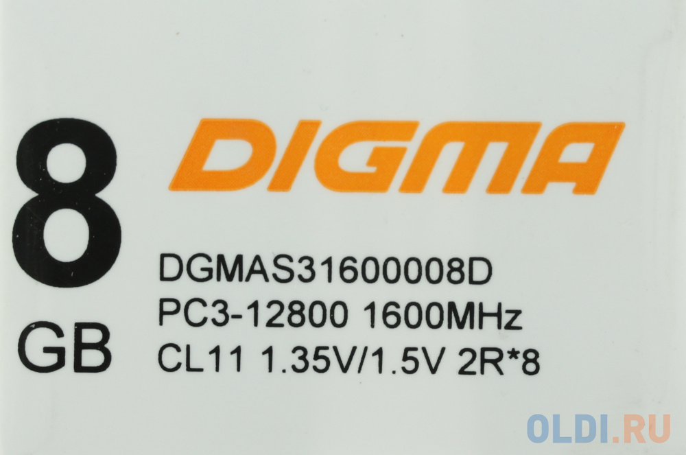 Оперативная память для ноутбука Digma DGMAS31600008D SO-DIMM 8Gb DDR3L 1600 MHz DGMAS31600008D