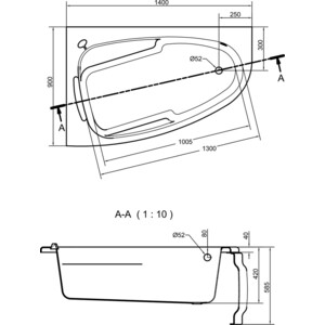 Акриловая ванна Cersanit Joanna 140x90 левая, с каркасом (63334, K-RW-JOANNA*140n)