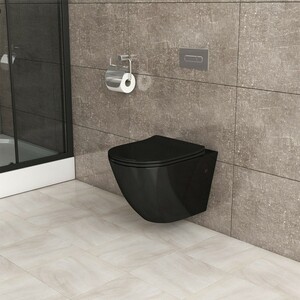 Комплект унитаза Grossman GR-4411 black S Grohe Rapid SL с тонким сиденьем микролифт, черный, клавиша хром