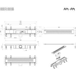 Душевой лоток Am.Pm PrimeFlow затвор Cut Gradient 50 см, черный (W02SC-P11-050-01BM) в Москвe