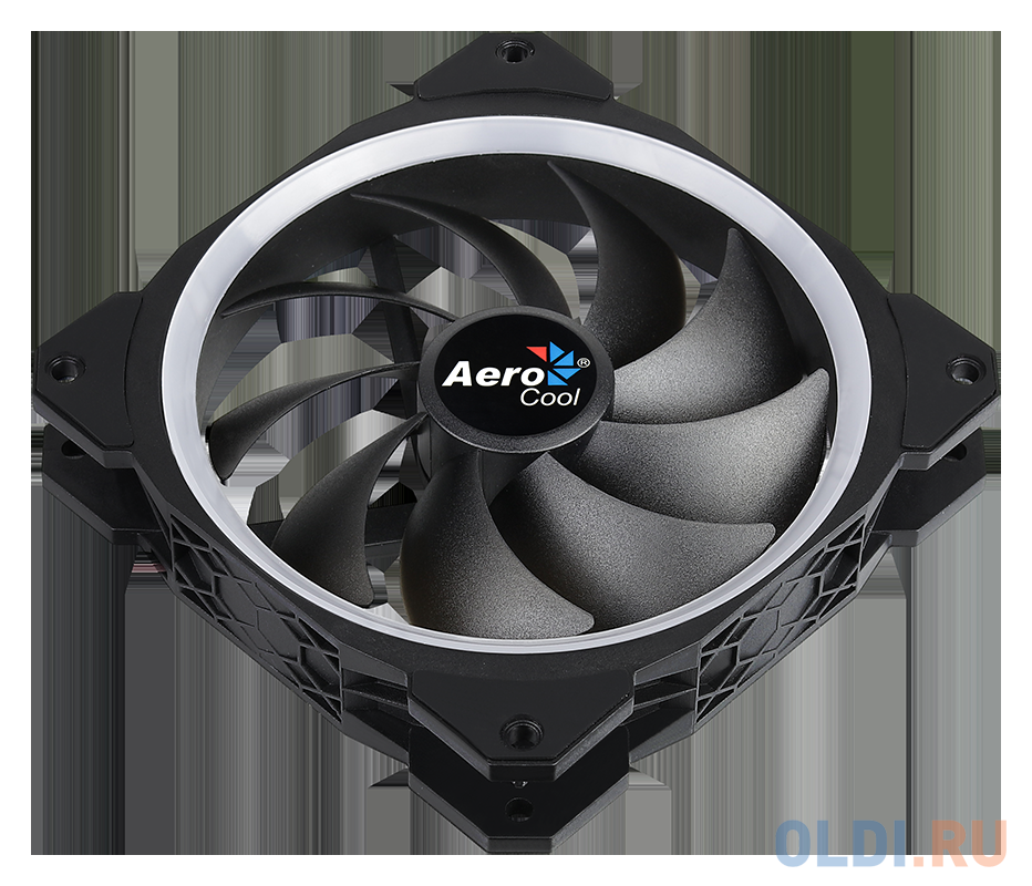 Вентилятор Aerocool ORBIT , 120x120x25мм, 16,8 млн. цветов, RGB подсветка в виде двойного кольца, 3-Pin, 1200 об/мин, 55,9 CFM, 14,1 дБА в Москвe