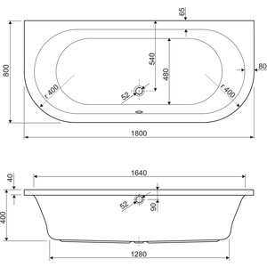 Акриловая ванна Cezares Metauro Wall 180х80 (METAURO-wall-180-80-40-W37) в Москвe