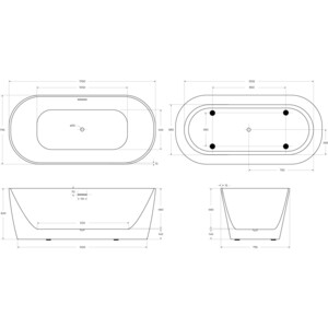 Акриловая ванна BelBagno 170х80 слив-перелив, белая (BB415-1700-800) в Москвe