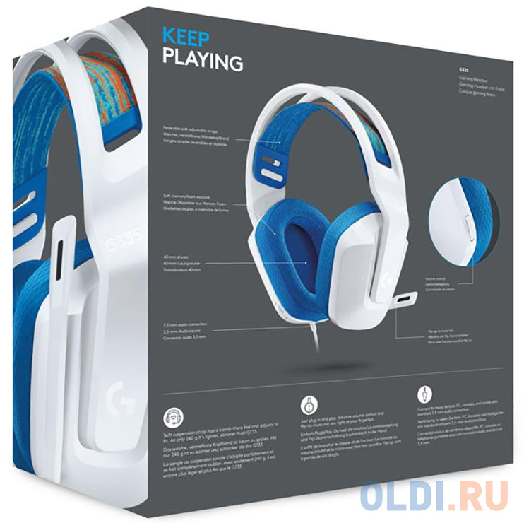 Игровая гарнитура проводная Logitech G335 Wired Gaming Headset белый 981-001018