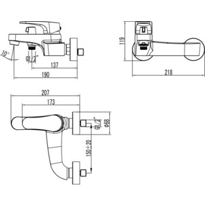 Смеситель для ванны Lemark Shift (LM4334C)