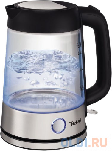 Чайник Tefal Glass Kettle KI750D 2400 Вт серебристый чёрный 1.7 л стекло