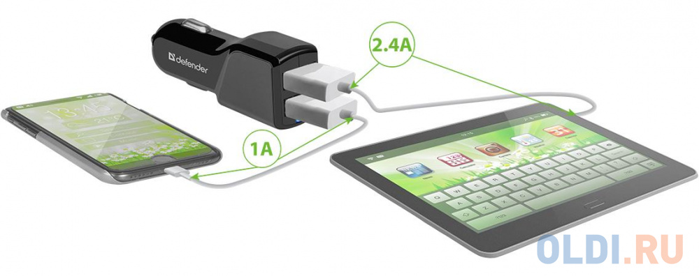 Автомобильный адаптер Defender UCA-34 2xUSB, 5V/3.4А в Москвe