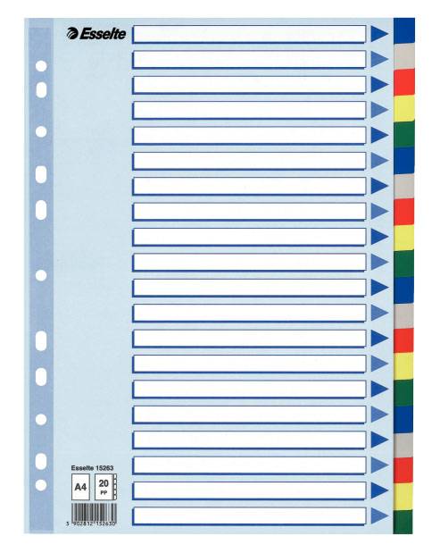 Разделитель индексный Esselte 15263 A4 цветные разделы