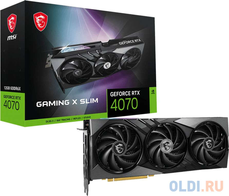 Видеокарта MSI PCI-E 4.0 RTX 4070 GAMING X SLIM 12G NVIDIA GeForce RTX 4070 12288Mb 192 GDDR6X 2610/21000 HDMIx1 DPx3 HDCP Ret в Москвe