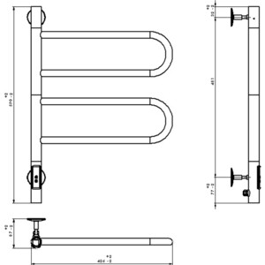 Полотенцесушитель электрический Vincea 44x60 поворотный, хром (VTD-1R1CE)