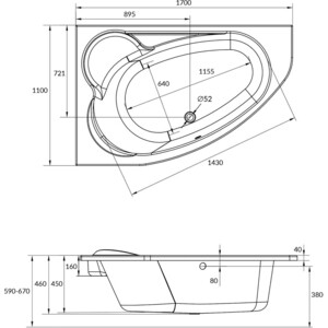 Акриловая ванна Cersanit Kaliope 170х110 левая (WA-KALIOPE*170-L / 63342)
