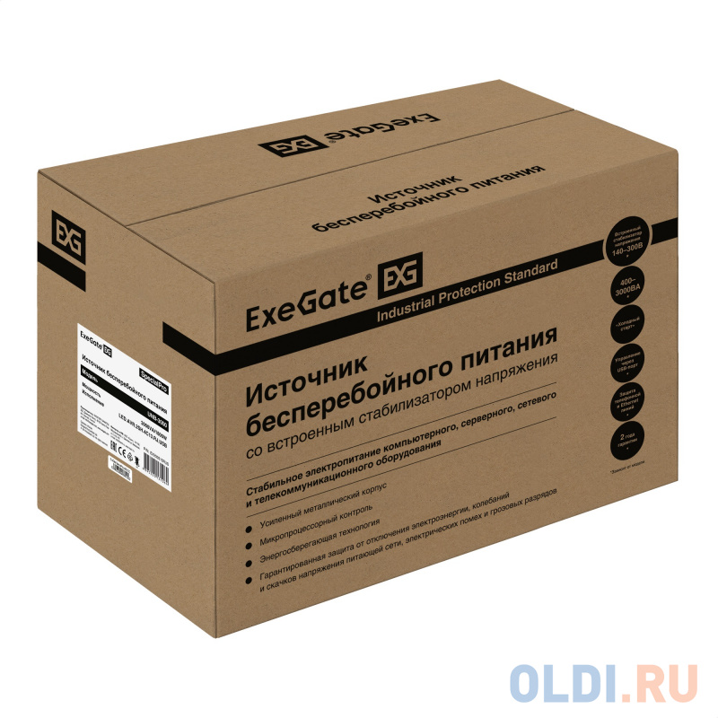Exegate EX292615RUS ИБП ExeGate SpecialPro UNB-3000.LED.AVR.2SH.4C13.RJ.USB <3000VA/1800W,LED, AVR,2*Schuko+4*C13,RJ45/11,USB, металлический корпус
