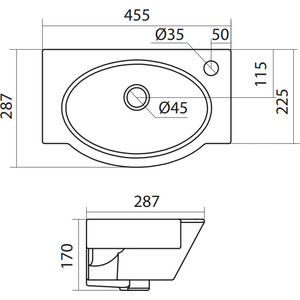 Раковина Santek Форум 45х28 отверстие справа (1WH110545)