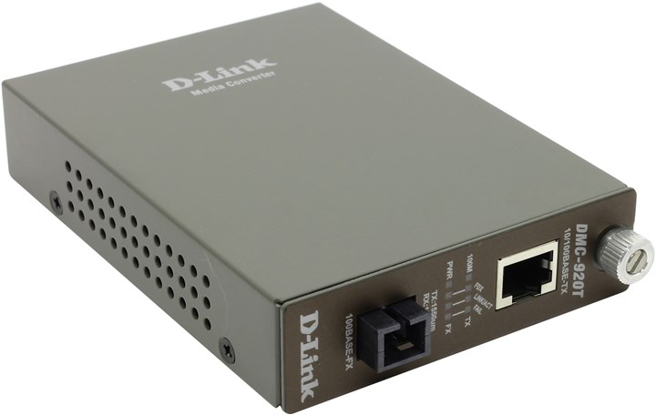 Медиаконвертер D-Link DMC-920T, RJ-45x100 Мбит/с, SCx100 Мбит/с, SM, Tx:1550, Rx:1310, 20км, (DMC-920T/B10)