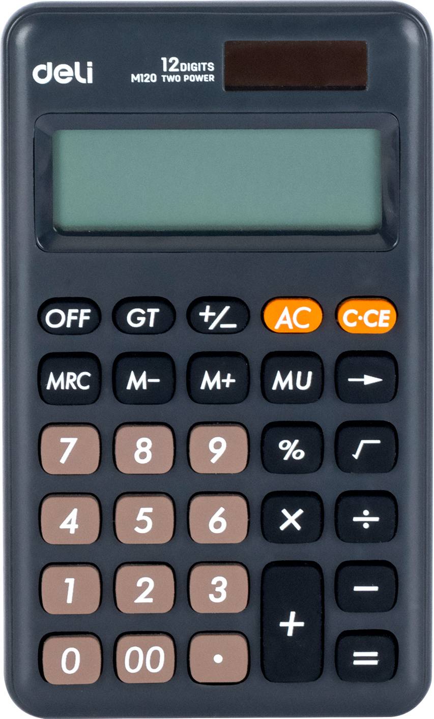 Калькулятор карманный Deli EM120BLACK черный