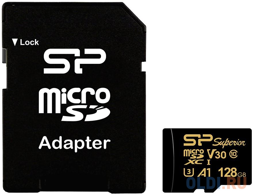 Флеш карта microSD 128GB Silicon Power Superior Golden A1 microSDXC Class 10 UHS-I U3 A1 100/80 Mb/s (SD адаптер) в Москвe