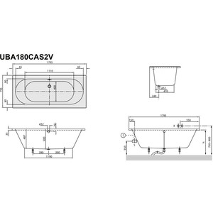 Акриловая ванна Villeroy Boch O Novo Solo 180x80 см белая без ножек (UBA180CAS2V-01)