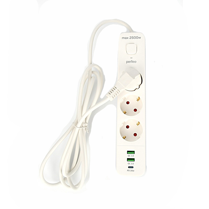 Сетевой фильтр Perfeo Power Spring 3 Sockets 4m White PF_D0004 в Москвe