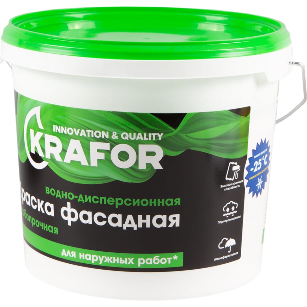 Акриловая водно-дисперсная фасадная особопрочная краска KRAFOR