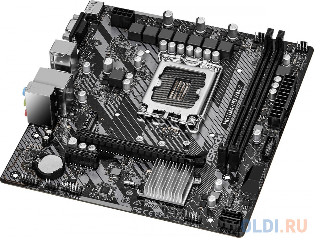 Материнская плата Asrock H610M-HDV/M.2 R2.0 Soc-1700 Intel H610 2xDDR4 mATX AC`97 8ch(7.1) GbLAN+VGA+HDMI+DP в Москвe