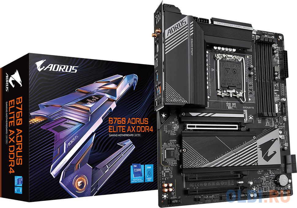 B760 AORUS ELITE AX DDR4, Socket 1700, Intel®B760, 4xDDR4-3200, HDMI+DP, 3xPCI-Ex16, 4xSATA3(RAID 0/1/5/10), 3xM.2, 8Ch Audio, 2.5GbLan, WiFi, (4+4)xU в Москвe