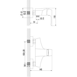 Смеситель для душа Lemark Unit (LM4503C)