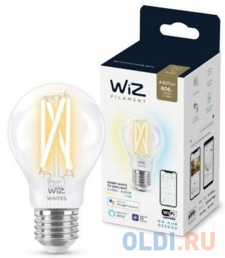 Лампа светодиодная WiZ Wi-Fi BLE 60WA60E27927-65CL1PF/6