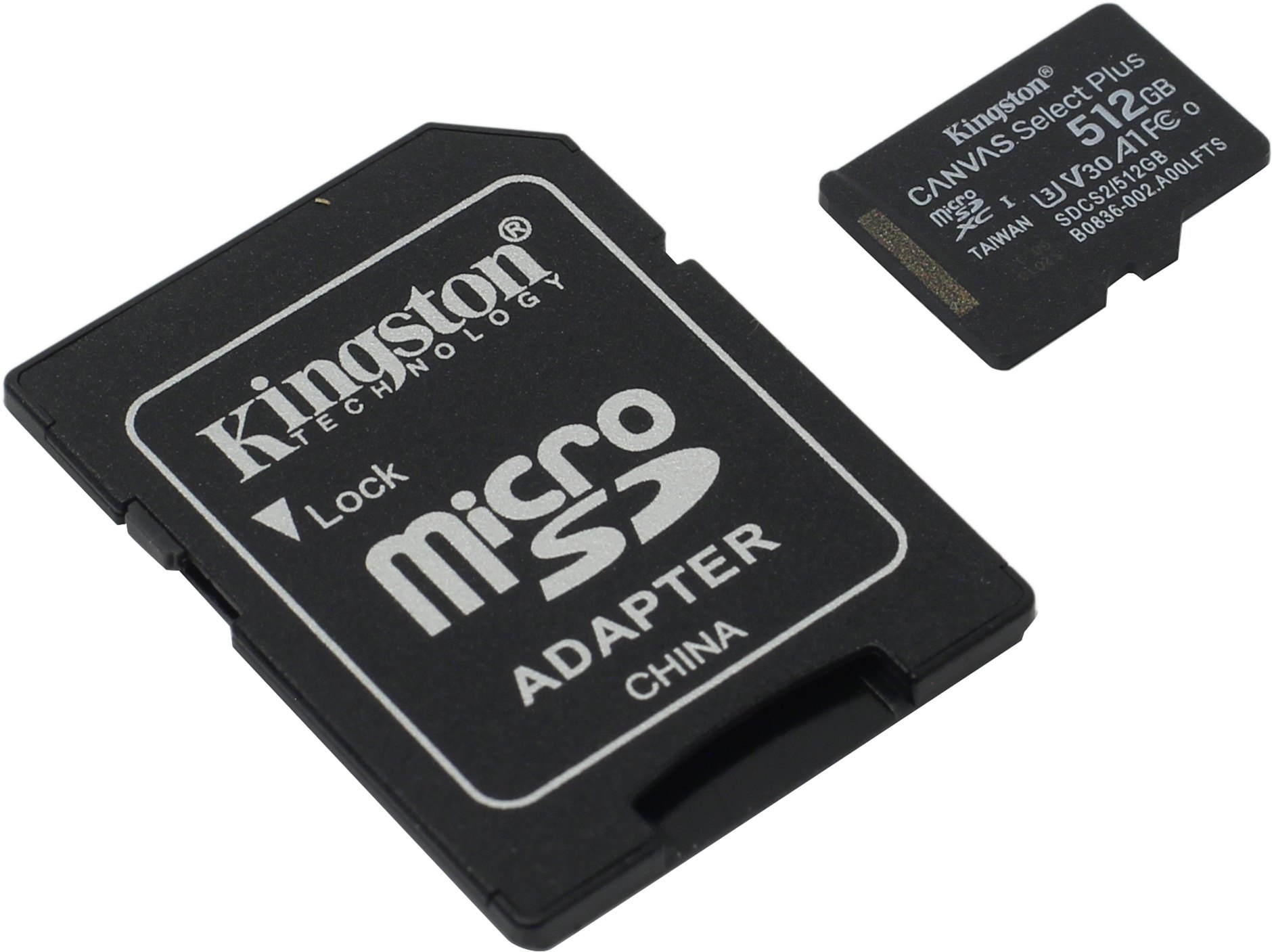 Карта памяти 512Gb microSDXC Kingston Canvas Select Plus Class 10 UHS-I U3 A1 + адаптер