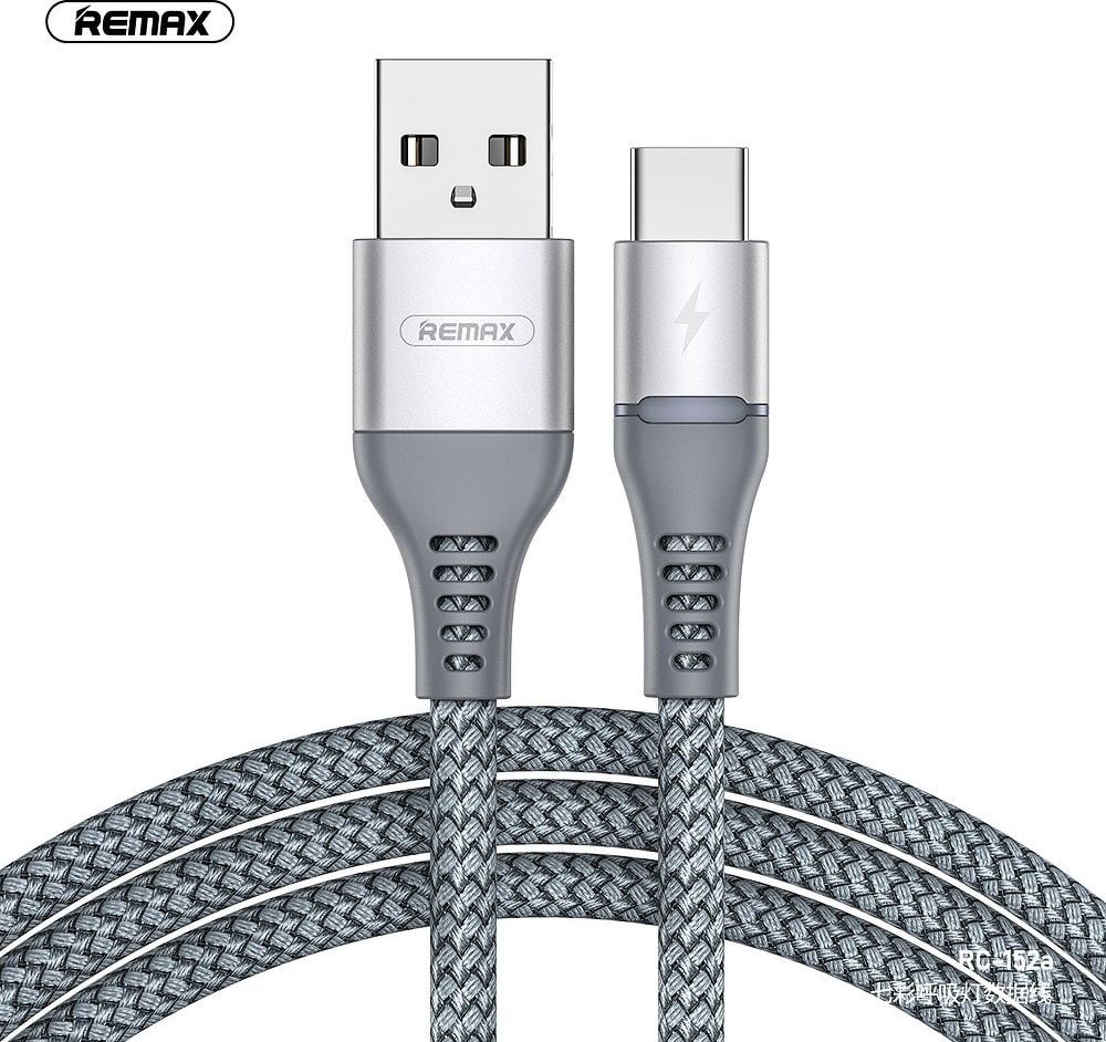 Кабель USB 2.0(Am)-USB 2.0 Type-C(m), 2.4A, 1м, серый Remax Colorful Light RC-152a (6972174152097)