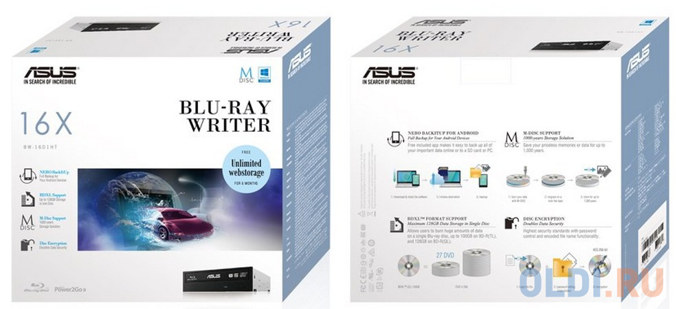 Привод для ПК Blu-ray ASUS BW-16D1HT SATA черный OEM