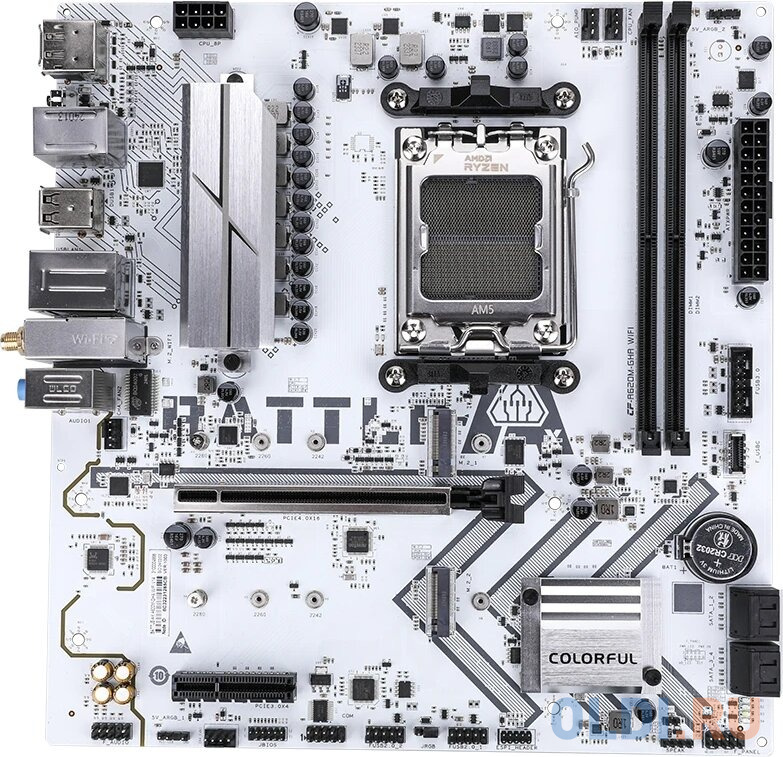Материнская плата Colorful BATTLE-AX A620M-GHA WIFI V14 A620 AM5 2xDDR5 1xPCIEx16 1xPCIEx4 2xM.2 1xTypeC 4xUSB3.2Gen1 8xUSB2.0 4xSATA3.0 2.5G DP HDMI