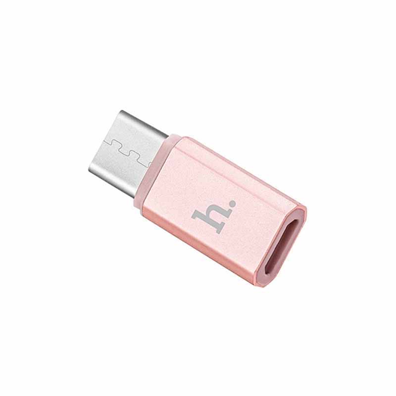 Переходник (адаптер) Micro USB 2.0(Bf)-USB Type-C(m), розовое золото, HOCO (31253)