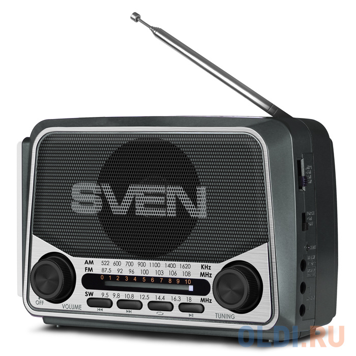 АС SVEN SRP-525, серый (3 Вт, FM/AM/SW, USB, microSD, фонарь, встроенный аккумулятор) в Москвe