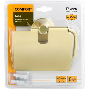 Держатель туалетной бумаги Fixsen Comfort Gold с крышкой, золото-сати (FX-87010) в Москвe