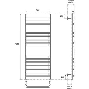 Полотенцесушитель электрический Point П15 500х1000 хром (PN09150SE) в Москвe