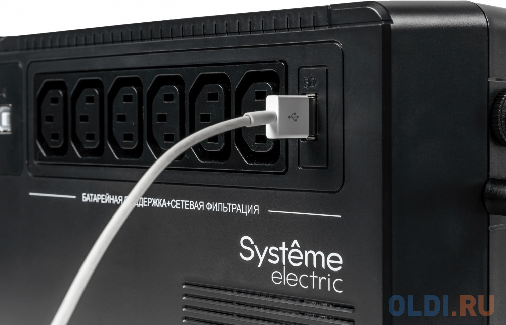 ИБП Systeme Electric Back-Save BV 800 ВА, автоматическая регулировка напряжения, 6 розеток С13, 230 В, 1 USB Type-A