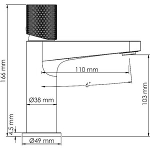 Смеситель для раковины Wasserkraft Ems золото глянцевое (7603)