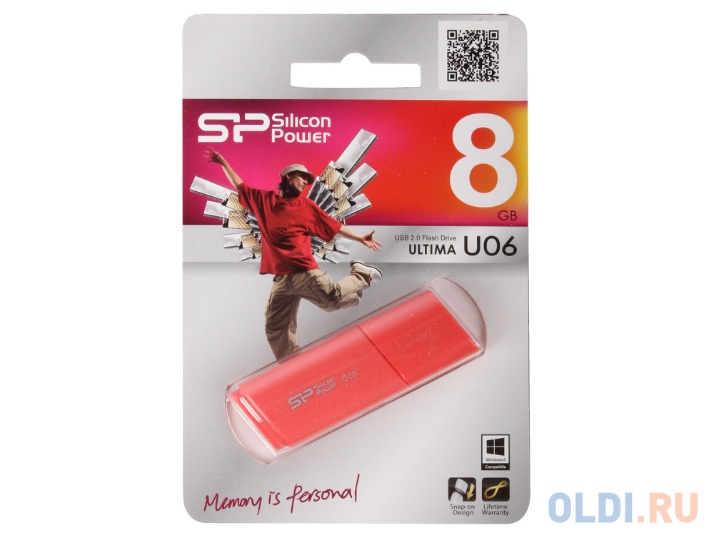 Внешний накопитель 8GB USB Drive <USB 2.0> Silicon Power Ultima U06 Pink (SP008GBUF2U06V1P)