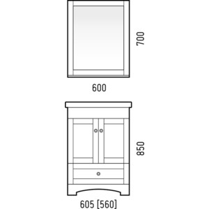 Зеркало с полкой Corozo Техас 60 белое (SD-00000276)