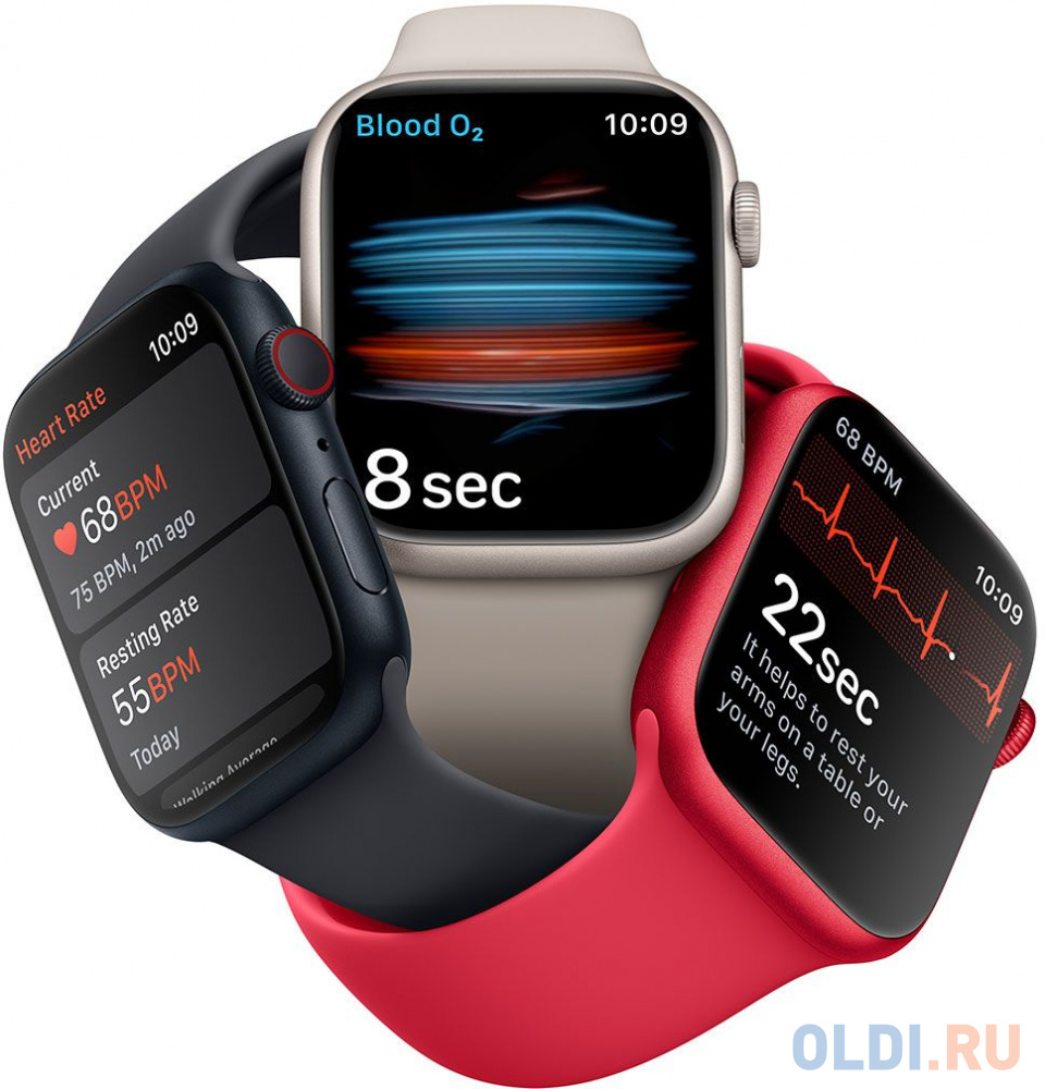 Смарт-часы Apple Watch Series 8 А2771 45мм OLED корп.красный рем.красный разм.брасл.:M/L (MNUU3LL/A) в Москвe