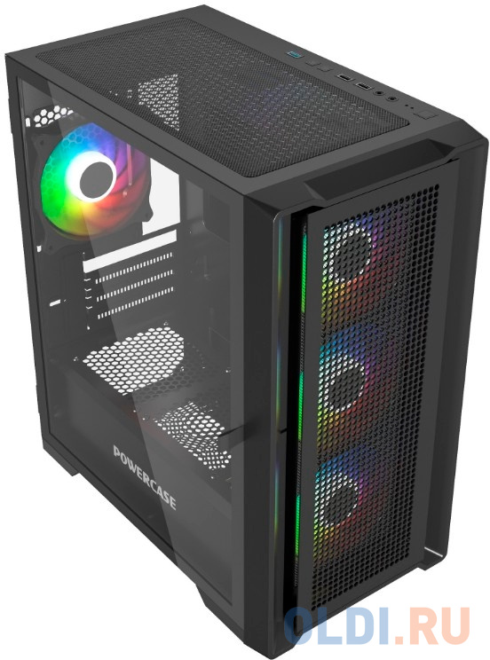 Powercase Alisio Micro X4B V2, Tempered Glass, 4х 120mm ARGB fans, ARGB HUB, чёрный, mATX  (CAMCXB-A4)