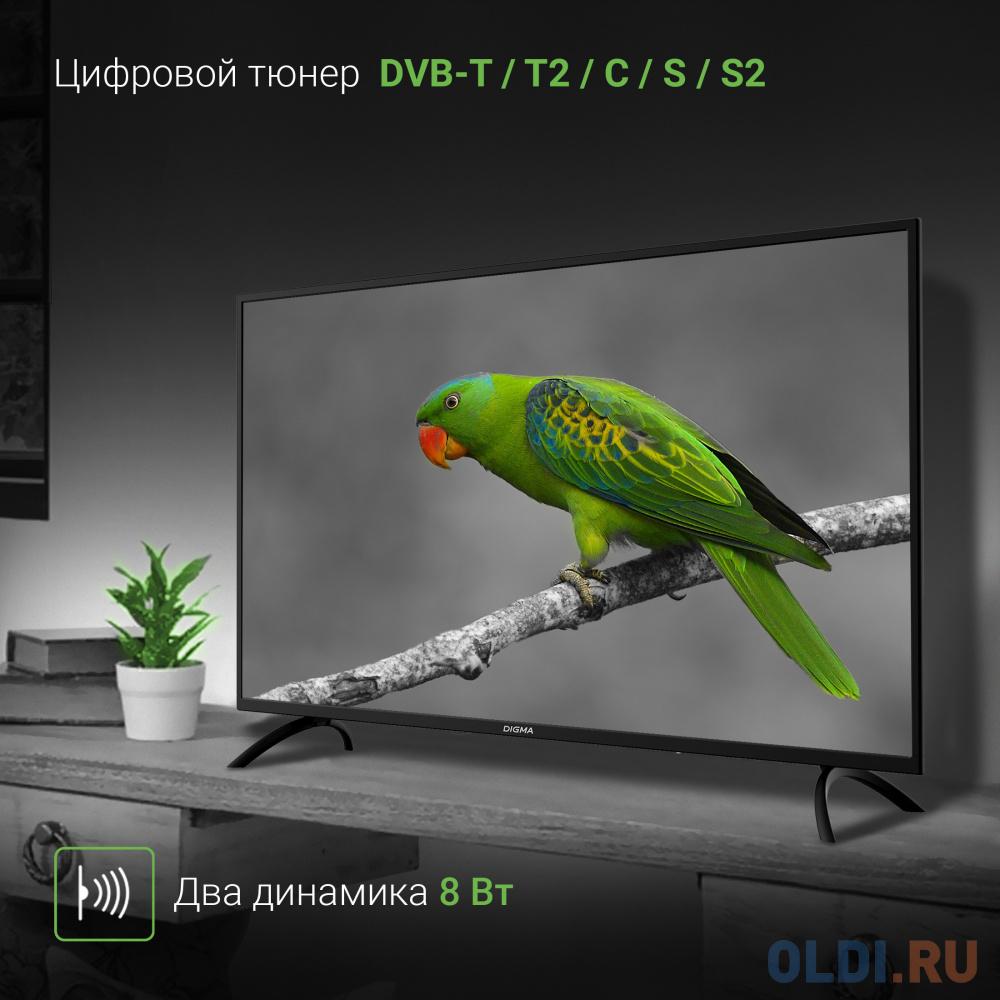 Телевизор LED Digma 43" DM-LED43MBB21 Frameless черный FULL HD 60Hz DVB-T DVB-T2 DVB-C DVB-S DVB-S2 USB